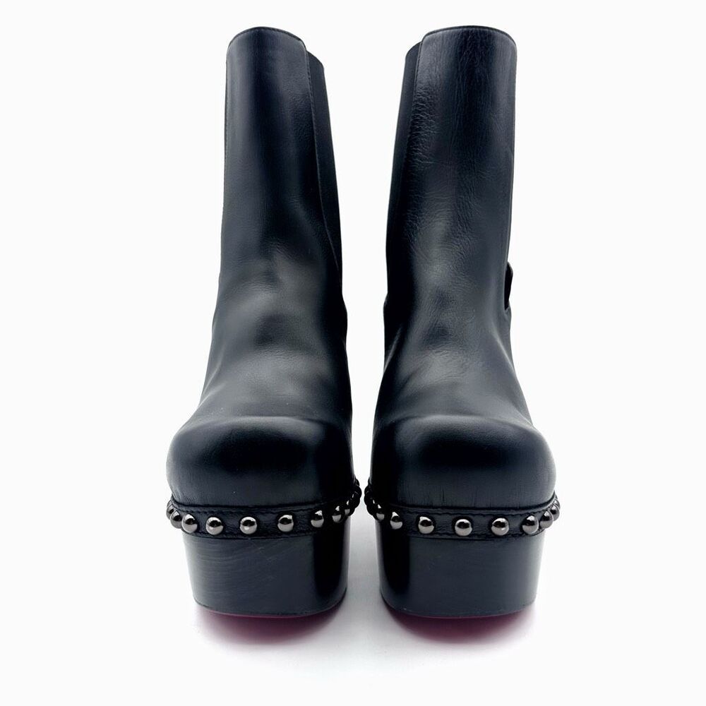 CHRISTIAN LOUBOUTIN Joan Black Leather Ankle Boots Size 36 US 6 Clog Chunky - Picture 7 of 14